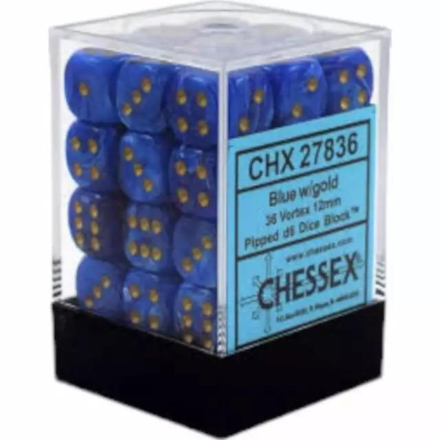 Chessex Set De 36 Des 6 Vortex Bleu/or